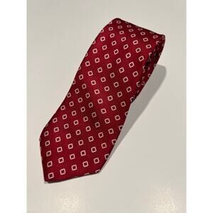 Cerruti 1881 Men's Silk Necktie Italy Red White Geometric JL